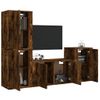 Set De Muebles De Tv 4 Piezas Madera Contrachapada Roble Ahumado