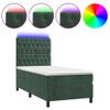 Cama Box Spring Colchón Y Led Terciopelo Verde Oscuro 90x190 Cm