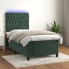 Cama Box Spring Colchón Y Led Terciopelo Verde Oscuro 90x190 Cm