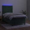 Cama Box Spring Colchón Y Led Terciopelo Verde Oscuro 90x190 Cm