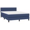 Cama Box Spring Colchón Y Luces Led Tela Azul 140x190 Cm