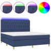 Cama Box Spring Colchón Y Luces Led Tela Azul 160x200 Cm