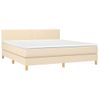 Cama Box Spring Con Colchón Y Led Tela Crema 180x200 Cm