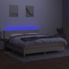 Cama Box Spring Con Colchón Y Led Tela Crema 180x200 Cm