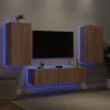 Muebles Tv Pared Con Led 4 Piezas Madera Ingeniería Roble Sonoma