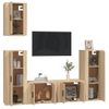 Set De Muebles Para Tv 5 Piezas Madera Contrachapada Roble Sonoma