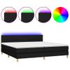 Cama Box Spring Con Colchón Led Tela Negro 200x200 Cm