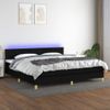 Cama Box Spring Con Colchón Led Tela Negro 200x200 Cm