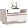 Mueble De Tv De Madera Maciza De Pino Blanco 60x35x37 Cm