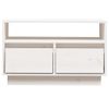 Mueble De Tv De Madera Maciza De Pino Blanco 60x35x37 Cm