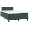 Cama Box Spring Colchón Y Led Terciopelo Verde Oscuro 120x190cm