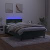 Cama Box Spring Colchón Y Led Terciopelo Verde Oscuro 120x190cm