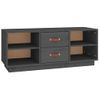 Mueble De Tv De Madera Maciza De Pino Gris 100x34x40 Cm