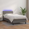 Cama Box Spring Colchón Y Led Cuero Sintético Gris 100x200 Cm