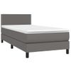 Cama Box Spring Colchón Y Led Cuero Sintético Gris 100x200 Cm