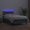 Cama Box Spring Colchón Y Led Cuero Sintético Gris 100x200 Cm