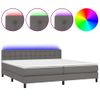 Cama Box Spring Colchón Y Led Cuero Sintético Gris 200x200 Cm