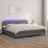 Cama Box Spring Colchón Y Led Cuero Sintético Gris 200x200 Cm