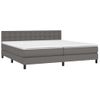 Cama Box Spring Colchón Y Led Cuero Sintético Gris 200x200 Cm