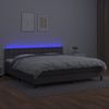 Cama Box Spring Colchón Y Led Cuero Sintético Gris 200x200 Cm