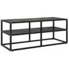 Mueble Para Tv Negro Con Vidrio De Mármol Negro 100x40x40 Cm