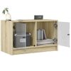 Mueble De Tv Con Puertas De Vidrio Roble Sonoma 68x37x42 Cm