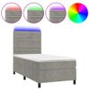 Cama Box Spring Colchón Y Led Terciopelo Gris Claro 90x190 Cm