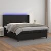 Cama Box Spring Colchón Y Led Cuero Sintético Negro 180x200 Cm