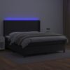 Cama Box Spring Colchón Y Led Cuero Sintético Negro 180x200 Cm