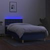 Cama Box Spring Con Colchón Y Led Tela Azul 100x200 Cm