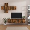 Set De Muebles De Tv 7 Piezas Madera Contrachapada Roble Ahumado