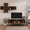 Set De Muebles De Tv 7 Piezas Madera Contrachapada Roble Ahumado