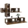 Set De Muebles De Tv 7 Piezas Madera Contrachapada Roble Ahumado