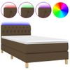 Cama Box Spring Con Colchón Led Tela Marrón Oscuro 100x200 Cm