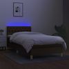 Cama Box Spring Con Colchón Led Tela Marrón Oscuro 100x200 Cm