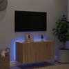 Mueble De Tv De Pared Con Luces Led Roble Sonoma 80x35x41 Cm