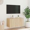 Mueble De Tv De Pared Con Luces Led Roble Sonoma 80x35x41 Cm