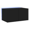 Mueble De Tv De Pared Con Luces Led Negro 60x35x31 Cm