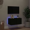 Mueble De Tv De Pared Con Luces Led Negro 60x35x31 Cm