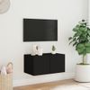 Mueble De Tv De Pared Con Luces Led Negro 60x35x31 Cm