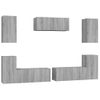 Set De Muebles Para Tv 7 Piezas Madera Contrachapada Gris Sonoma