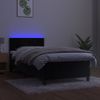 Cama Box Spring Colchón Y Led Terciopelo Negro 100x200 Cm