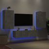 Muebles Tv Pared Con Led 4 Piezas Madera Ingeniería Gris Hormigón