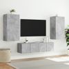 Muebles Tv Pared Con Led 4 Piezas Madera Ingeniería Gris Hormigón