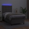 Cama Box Spring Y Colchón Led Cuero Sintético Gris 90x190 Cm