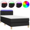 Cama Box Spring Con Colchón Led Tela Negro 100x200 Cm