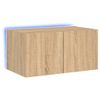 Mueble De Tv De Pared Con Luces Led Roble Sonoma 60x35x31 Cm