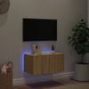 Mueble De Tv De Pared Con Luces Led Roble Sonoma 60x35x31 Cm