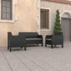 Set De Muebles Jardín 3 Piezas Cojines Pp Ratán Gris Antracita