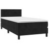 Cama Box Spring Colchón Y Led Terciopelo Negro 100x200 Cm